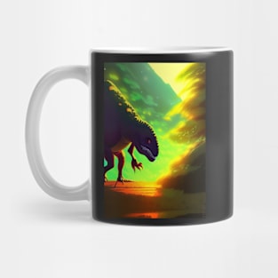 SINGLE GREEN DINOSAUR IN FOREST Mug